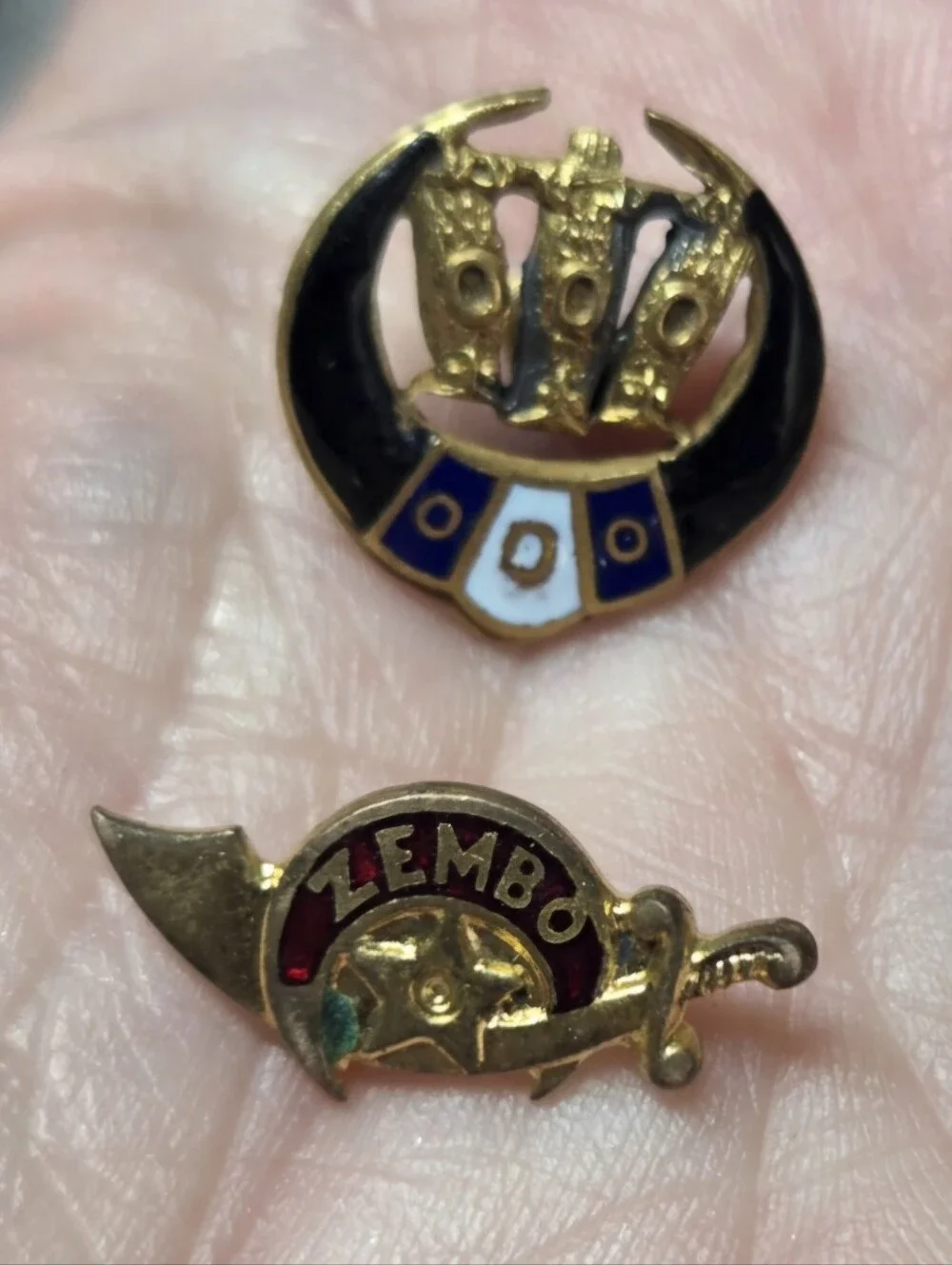 Vintage Gold Filled and Black Enamel Men’s Lapel Pins - Zembo Design